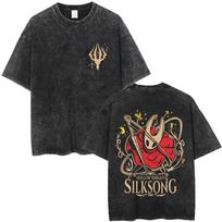 Washed Vintage Game Hollow Knight Graphic T Shirt Men Women High Quality Cotton Short Sleeve Casual Oversized T-shirts S black