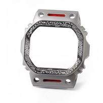 For Casio Small Square GW-M5610DW5600 Series Modified Tiger Rock Pattern Relief Mech Metal Case Strap Watch Trendy Accessories DW-5600 gray