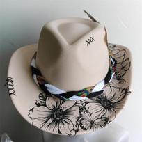 Painted Cowboy Hat Print cowboy Hat Jazz hat Suede Cowgirl fashion retro Felt hat handmade Fedora Hat Panama sombrero hombre 56-58 gray
