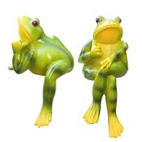 Frogs Figurines Hanging Animal Statue,Resins Pot Climbings Sculpture Outdoor Statues Ornament Decors for Art Patios