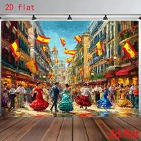 2D Spanish Flamenco Festival Themed Photo Booth Backdrop 70.9x43.3inch/180*110cm
