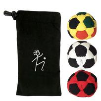 3 Pack Handcrafted Footbags 65mm Hacky Sacks Durable Crochet Design for Adults Outdoor Activities Training and Recreation One Size black