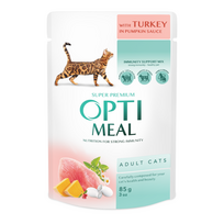 Optimeal konservai suaugusioms katėms su kalakutiena moliūgų padaže 12 x 85 g