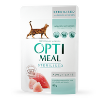 Optimeal konservai sterilizuotoms katėms su kalakutiena ir vištienos filė padaže 12 x 85 g