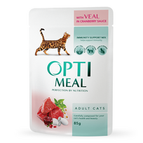 Optimeal konservai katėms su veršiena spanguolių padaže 12 x 85 g