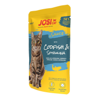 JosiCat Rich in Codfish in Sauce, 85 g – konservai katėms su menke padaže