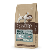 Quattro SB sausas senjorams/dietinis mažų veislių šunims pašaras su balta žuvimi ir kriliu