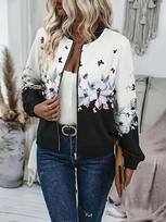 European and American jackets women's cardigans baseball uniforms 2024 spring and autumn thin simple printed European and American tops MD3 S white