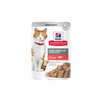 Hill's SP Feline Adult Sterilised Fish/Salmon 12x85 g (sterilizuotoms katėms su žuvimi ir lašiša, konservai)