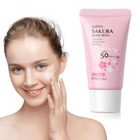 SPF50 Sun Cream Sakura Face & Body Sunscreen 1.06oz Natural Moisturizing Water Resistant Skin Sun Protection Protects Calms beige