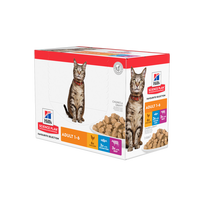 Hill's Science Plan Feline Adult Multipack konservų rinkinys katėms su vištiena, jūrų žuvimi ir jautiena, 12 × 85 g pouch
