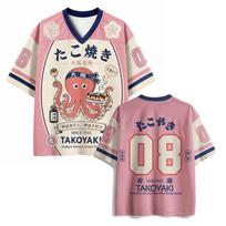 Takoyaki aštuonkojis Džersis Osaka Gatvės Maistas Grafika Sportiniai Marškinėliai Trumpomis Rankovėmis V formos Iškirpte Vasariniai Unisex Futbolo Marškinėliai Grafinis Viršus L pink