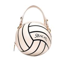 Naujiena Apvalus Futbolo Tinklinio PU Odinis Crossbody Krepšys Grandinėlė Ant Peties Messenger Rankinė white