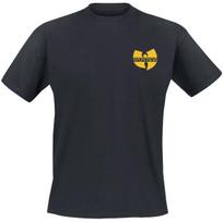 Juodi geltoni spausdinti marškinėliai Wu-Tang Clan Retro nusidėvėjęs logotipas Laisvalaikio Hip Hop Medvilniniai marškinėliai XXL black