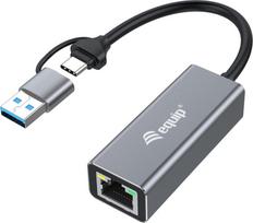Equip Adapter USB-C->RJ45/USB-A Adapter St/Bu  0.15m    Alu.