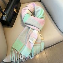 69 Spalvos Vilnonis Moteriškas Šalikas Prabangus Kašmyro Žiemos Antklodės Apklotai Atsitiktinis Langelių Spaudos Pashmina Šalikas Pončas Stalai Echarpe 32x180cm white