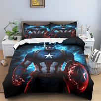 Anime Kapitono Amerikos Antklodės Užvalkalų Rinkinys Vaikams Antklodė Berniukų Lovos Patalynė Vaikų Lovos Patalynės Rinkinys Užvalkalas Viengulis Didelis Karališko Dydžio AU Single(140*210cm)3pcs
