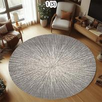 Minimalistinis Juodas Baltas Pilkas Apvalus Kilimas Geometrinio Apskritimo Linija Spausdintas Kilimas Svetainės Miegamojo Įėjimo Neslystantis Kilimas 100cm x 100cm gray