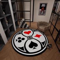 ALL IN Magic Poker Card Patterned Round Carpet American Style Creative Chip Floor Mat Living Room Bedroom Washable Rugs Soft 60cm gray