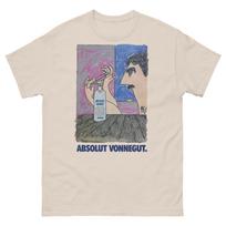 Kurt Vonnegut Absolute Vodka T Shirt | Iconic Literary Merch | Vintage Style Tee L gray