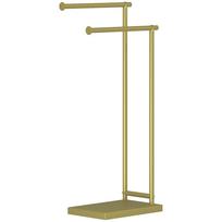 Pastatomas rankšluosčių laikiklis su 2 strypais ir metaliniu rėmu, modernus L formos vonios rankšluosčių laikiklis, 35,5x20x78 cm, auksinis 35.5 x 20 x 78 cm