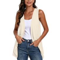 Women's Lightweight Loose Fit Color Sleeveless Cardigan with Pockets for Summer M balta