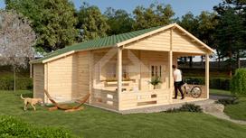 Medinis namas Kalvia 4 (44mm) 6,0 x 8,2 m, 35 ㎡ + 12 ㎡ veranda