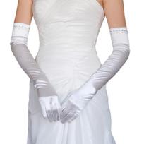 Elegant Gloves Crystal Full Finger for Proms Concert Evening Banquet Accessory Long Gloves for Bride and Bridesmaids 1 white
