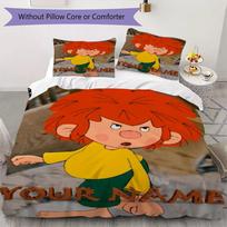 Individualus vardas Meisteris Ederis ir jo Pumucklis Patalynės komplektas, Antklodės komplektas Antklodės užvalkalas Pagalvės užvalkalas Namų gimtadienio dovana(1 * antklodės užvalkalas + 2 * pagalvės užvalkalai, be šerdies)_ 135x200cm red