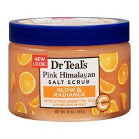 Dr Teal's Rožinės Himalajų druskos kūno šveitiklis „Glow & Radiance“ su citrusinių eterinių aliejų, 454g | Su gryna Epsom druska ir eteriniais aliejais blue