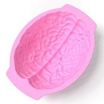 Halloween Silicone Brain Baking Mold Realistic Mold with Support Base Thickened, Suitable for Fondant Chocolate Jelly or Pudding rožinė