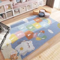 Childrens Hopscotch Planet Pattern Print Flannel Area Rug Educational Design Soft Comfortable Floor Mat For Kids Room 60x90cm