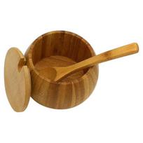 Bamboo Handmade Kitchen Ingredients Seasoning Salt Spice Jar with Lid Spoon