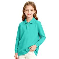 Girls' Long Sleeve School Uniform Blouse - Casual Top for Daily Wear 110 mėlyna