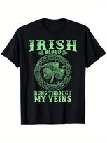 Irish Blood Runs Through My Veins Shamrock T-shirt XL