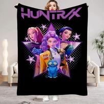 1PC Custom Name K-Pop Demon Hunters Blanket Girls Boys Plush Throw Blanket Novelty Warm Blanket All Season Gift 30x40in purple