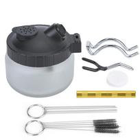 Airbrush Cleaning Pot  Glass Steel and Plastic Made Paint Cleaning Jar(Cleaning Pot Three pcs) gray