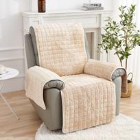 Flannel Recliner Sofa Cover Solid & Plaid Fleece Plush Armchair Cover Non-Slip Slipcovers Home Decor 53x190cm smėlis