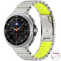 Titanium Rubber Bracelet for Samsung Galaxy Watch Ultra 2025 8/8Classic 46mm 44mm 40mm Luxury Straps for GALAXY ULTRA 47mm Band Galaxy 8 44mm 40mm titano geltona spalva