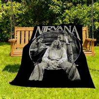 1pc Nirvana Grunge Outdoor Blanket Lightweight Flannel, All-Season Use for Sofa, Bed, Travel, Camping, Living Room, Office, Couch085 130x150cm