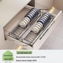 304 Stainless Steel Extendable In-Cabinet Dish Rack gray