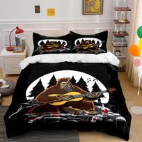 Bigfoot playing acoustic guitar. Bedding sets Duvet cover sets Duvet covers Pillowcases(1 * Duvet Cover 2 * Pillowcases without duvet insert) 135x200cm black
