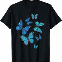 Mėlynojo morfo drugelių būrys Lepidopterų mylėtojo Entomologo Marškinėliai M įvairiaspalvis