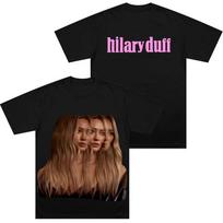 Hilary Duff Mature Po T-Shirt, Crew Neck Short Sleeve, Fan Gift T-Shirt, Men's Cotton High Qual XXXXL black