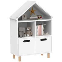 Vaikų knygų lentyna Vaikų laikymo spintelė 3 lygiai su dviem stalčiais Namelio formos 63,7 x 29,7 x 89 cm Balta 63.7 x 29.7 x 89.5 cm