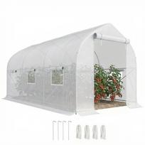 Garden Tunnel Greenhouse 8m², Garden Tunnel Greenhouse with 1 Door and 6 Windows, PE Tarpaulin 140g/m² 400x200x200cm White 400 x 200 x 200 cm