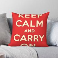 Keep Calm And Carry On Square Pillowcase Polyester Linen Velvet Creative Zip Decorative Bed Cushion Cover 30X30CM red