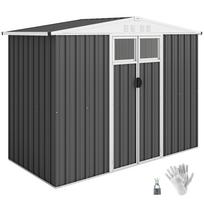 Metal garden shed 2.7 m² with window, 4 vents and lockable door, 246 x 117 x 180 cm, grey 246 x 117 x 180 cm