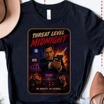 Threat Level Midnight T-and kids tshirt, The Office Threat Level Midnight Retro Vintage Classic T-and kids tshirt M black