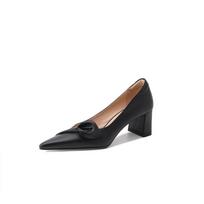 2024 New Women Pumps Spring Summer Office Ladies Party Pointed Toe Thin Heels Soft Genuine Leather Shoes Woman Fashion Elegant 34 juoda